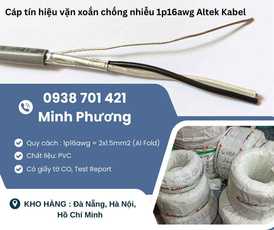 Cáp tín hiệu vặn xoắn chống nhiễu 1p16awg Altek Kabel giao ngay - Đà Nẵng, Huế